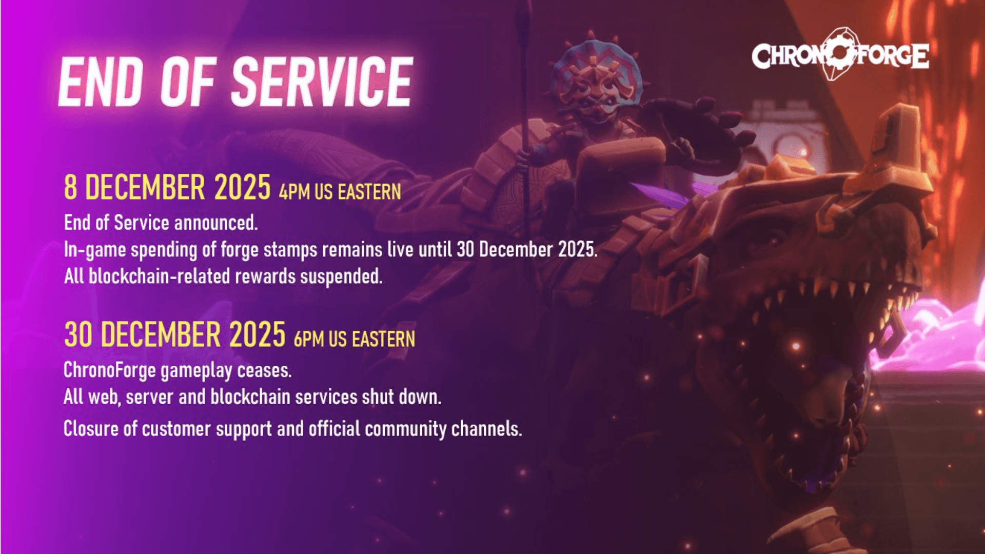 ChronoForge Confirms Closure image