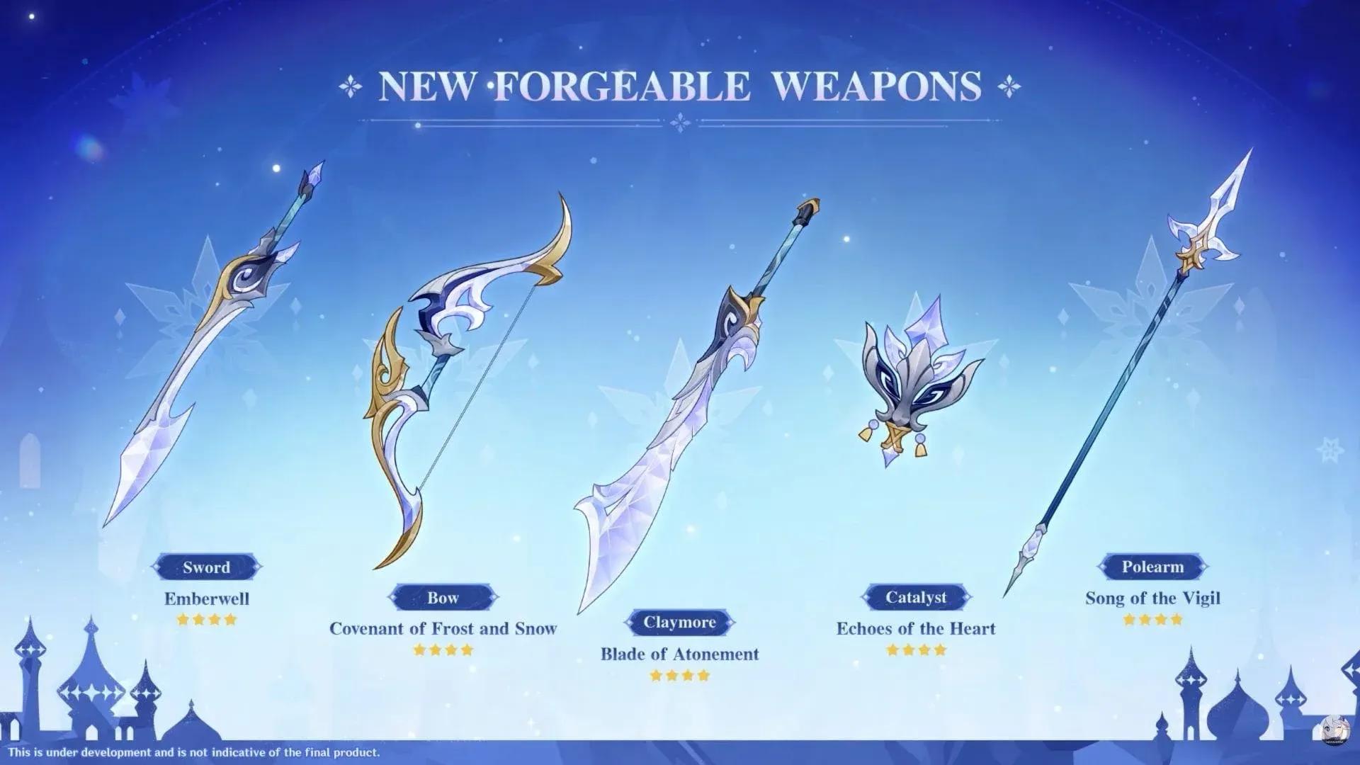 Genshin Impact Guide: All Craftable Weapons in Snezhnaya